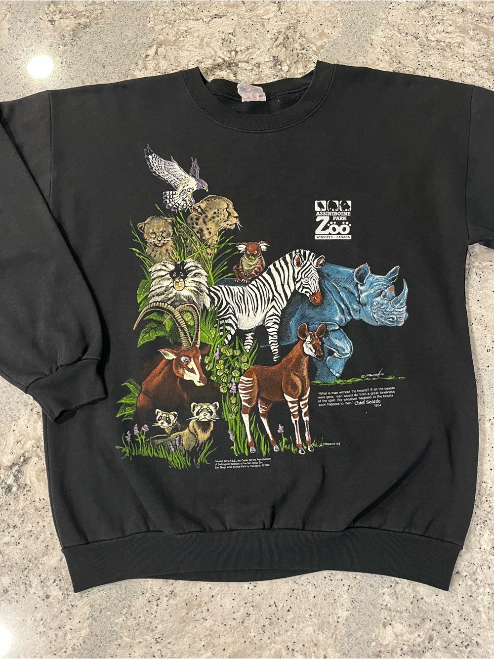 Vintage 1990 Harlequin Nature Zoo Crewneck Sweater